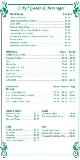 Ess a Bagel Baked Goods Beverages Sandwices Menu Price