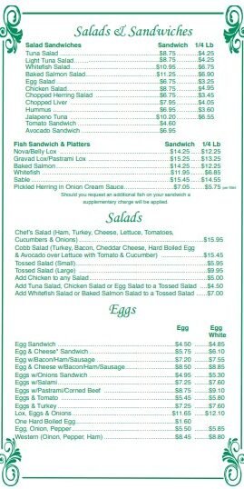 Ess a Bagel Baked Salads Sandwiches Menu Price