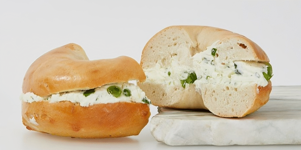 Bagel with Scallion Cream Cheese at Leo's Bagel